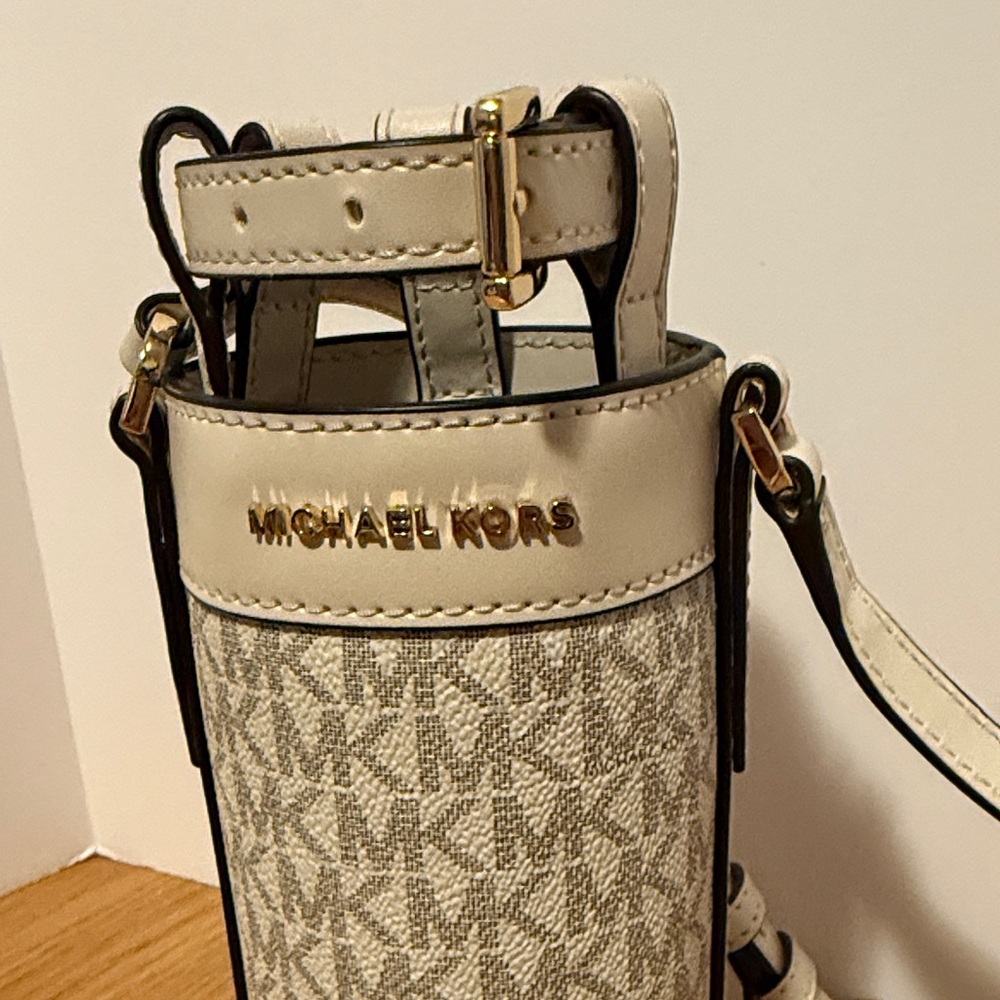 Michael Kors Cream Monogram Water Bottle Crossbody - Picture 2 of 7